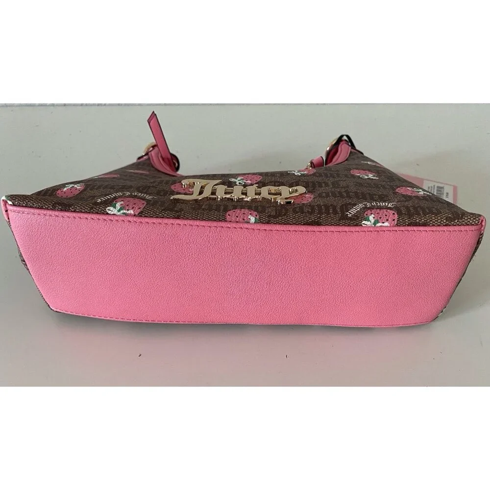 Juicy Couture Berry Sweet Hobo Bag Chestnut Chino‎ W/Strawberry Charm NEW